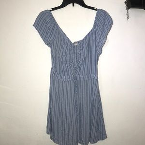 Blue and white striped dress